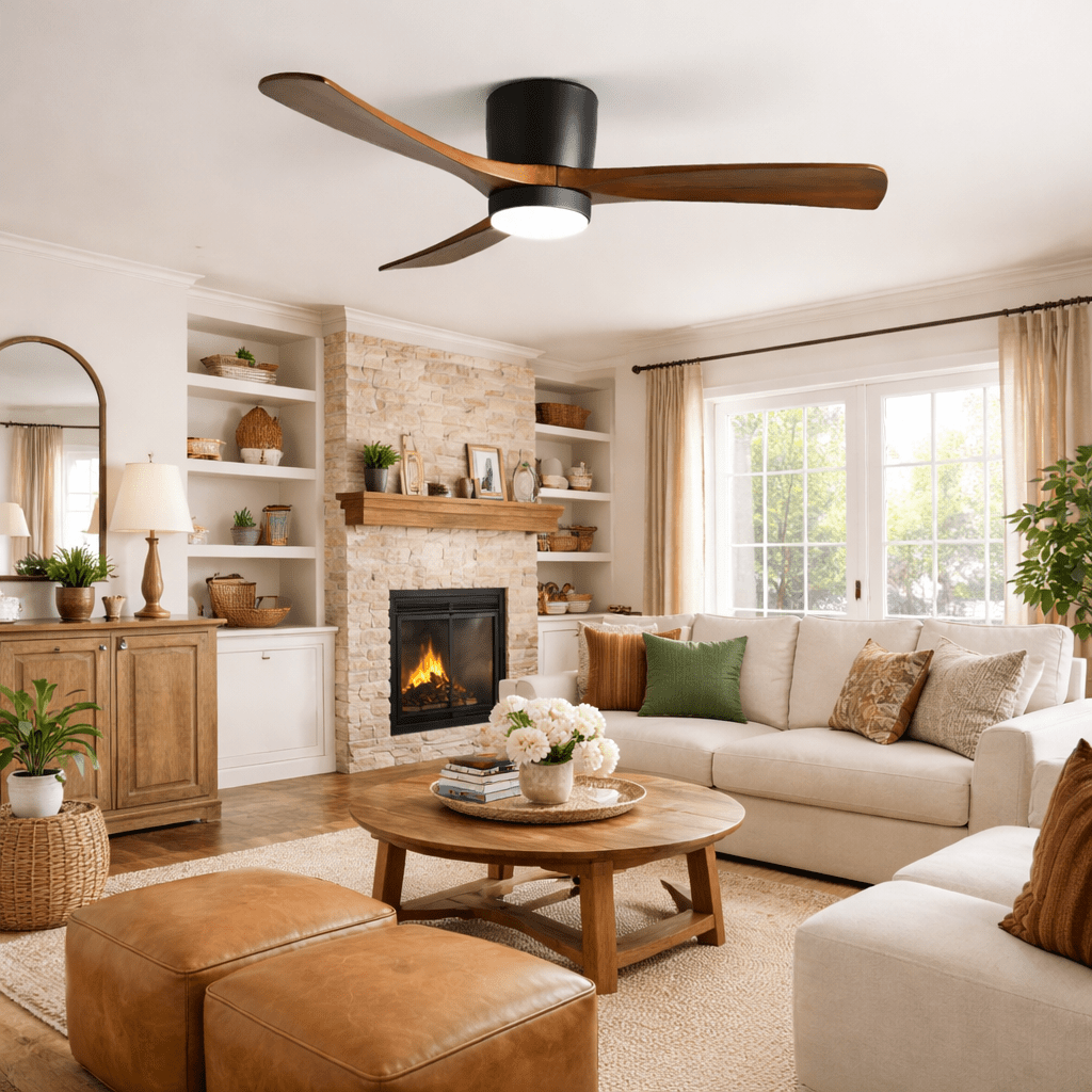 Ventilador de techo con luz Alisio en un salón luminoso – imagen 17