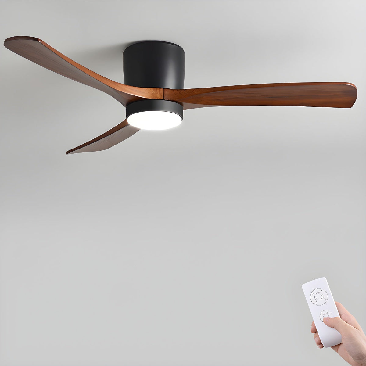 Ventilador de techo con luz Alisio – negro y nogal