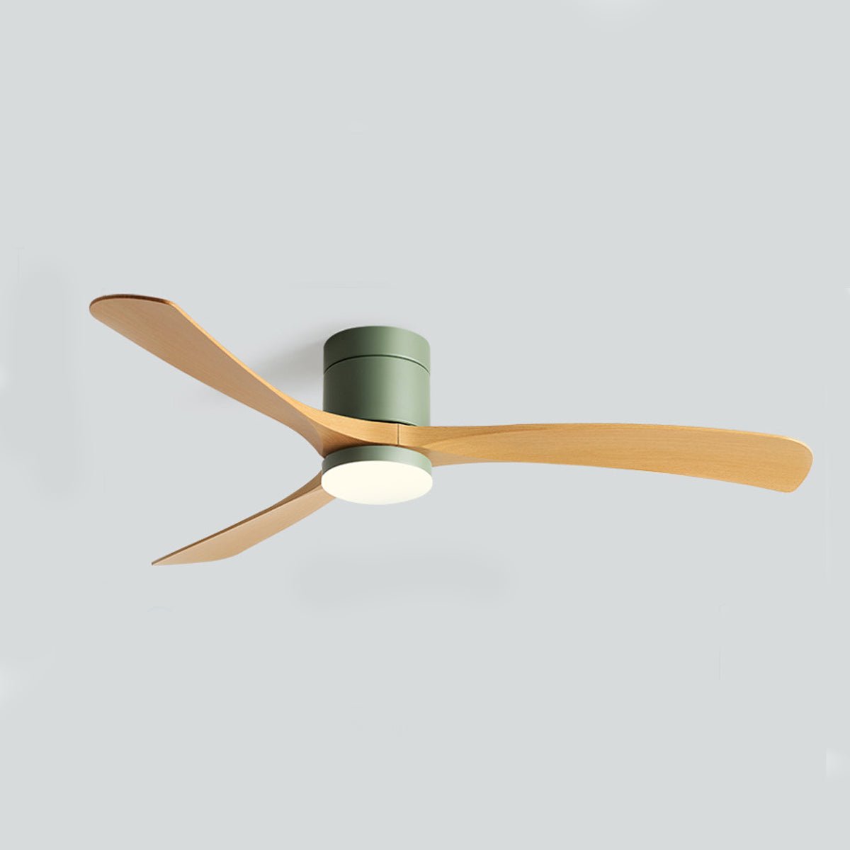 Ventilador de techo con luz Ventura – verde con aspas efecto madera