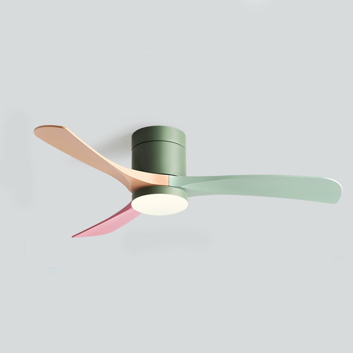 Ventilador de techo con luz Ventura – verde con aspas multicolor