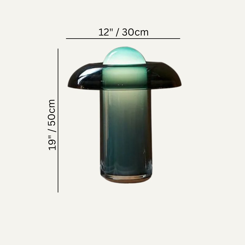 Lámpara de mesa de cristal Verdeta – medidas de 30 × 50 cm