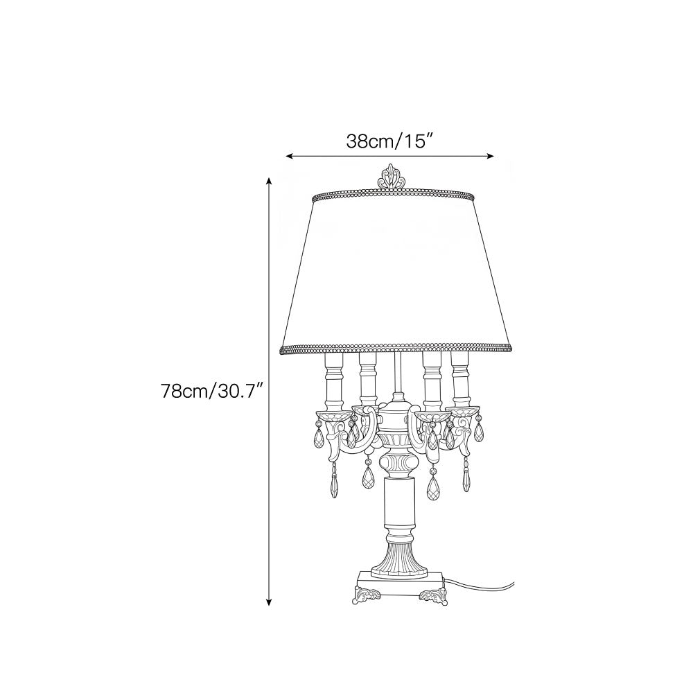 Lámpara de mesa candelabro de latón Versalia – medidas