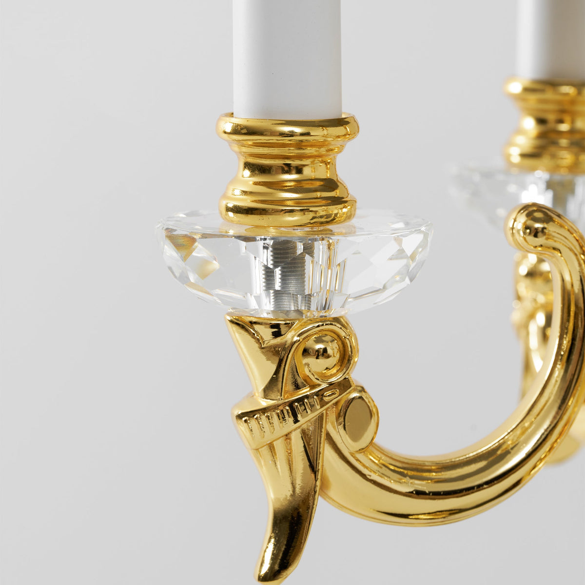 Lámpara de mesa candelabro de latón Versalia – detalle de los cristales