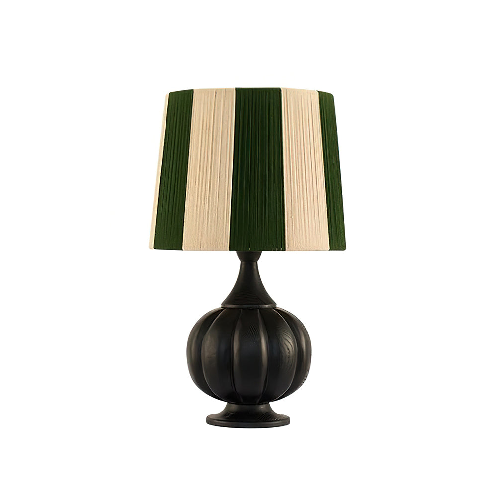 Lámpara de mesa de madera a rayas Vetora – en negro con pantalla verde