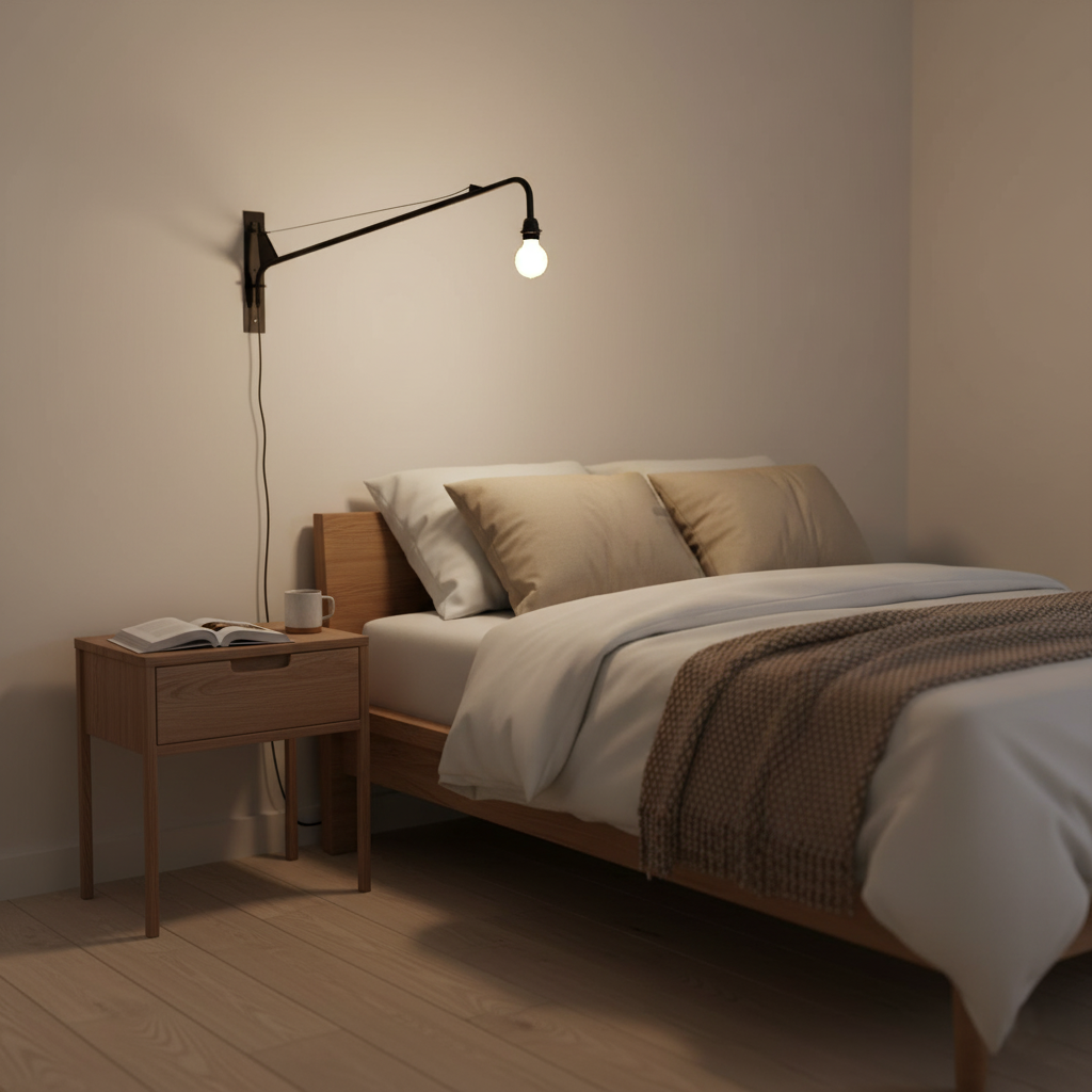 Aplique de pared con brazo largo Vigala sobre un sofá – imagen 7