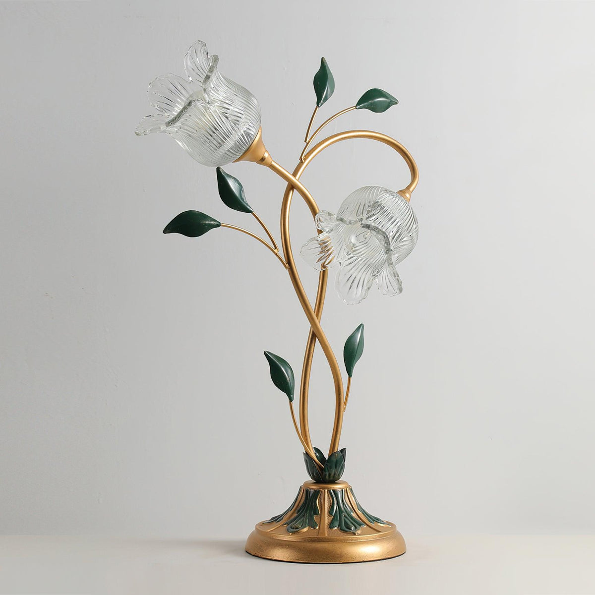 Lámpara de mesa floral Vinela – versión de 2 luces apagada