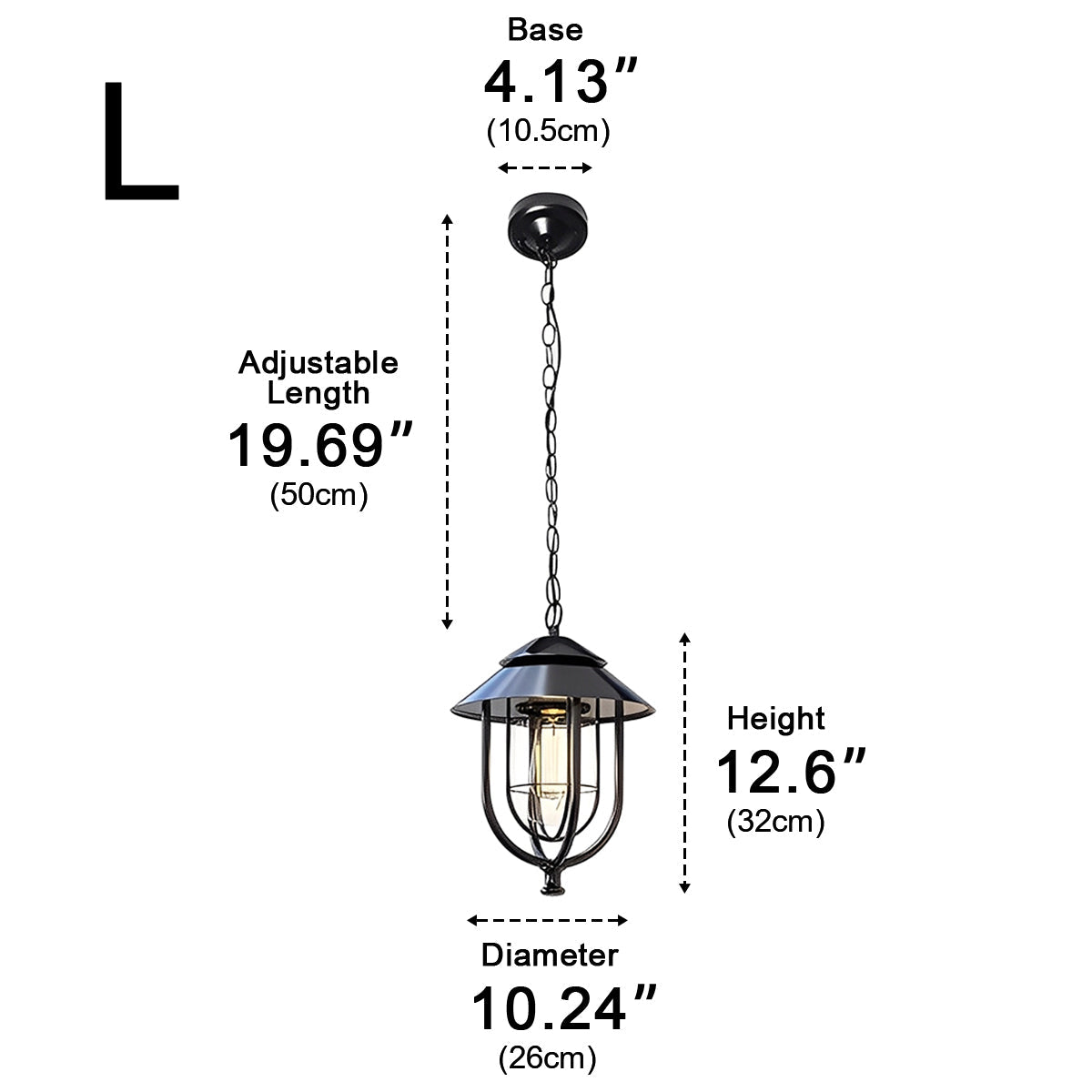 Lámpara colgante de exterior Oyela – medidas del tamaño Ø 26 cm