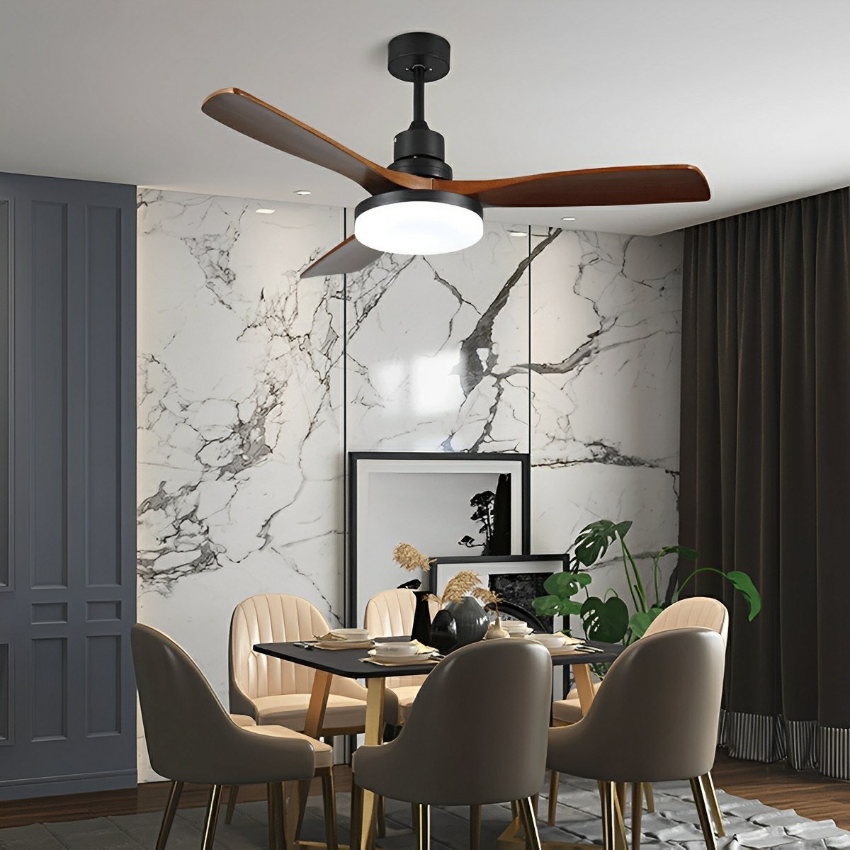 Ventilador de techo con luz Quinta en un comedor clásico – imagen 3