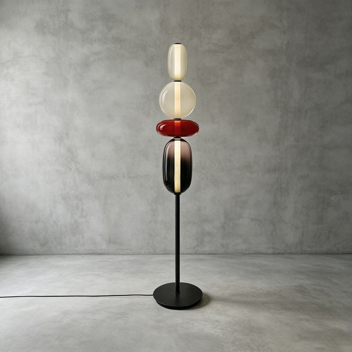 Lámpara de pie de cristal soplado Vitrola – en rojo de 160 cm