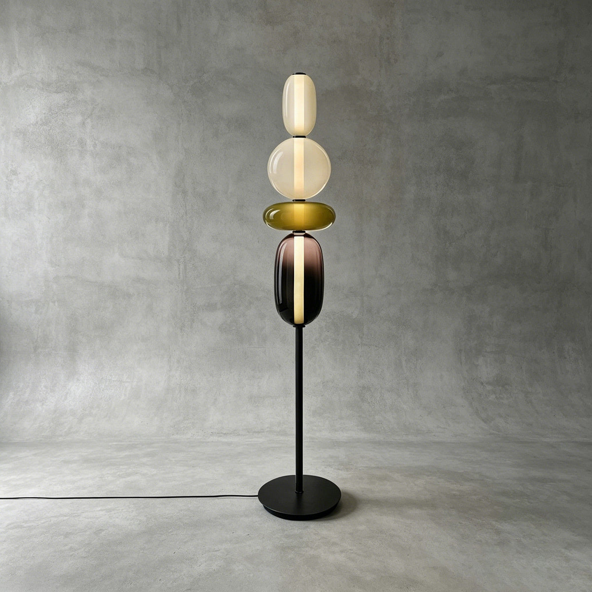 Lámpara de pie de cristal soplado Vitrola – en verde oliva de 160 cm