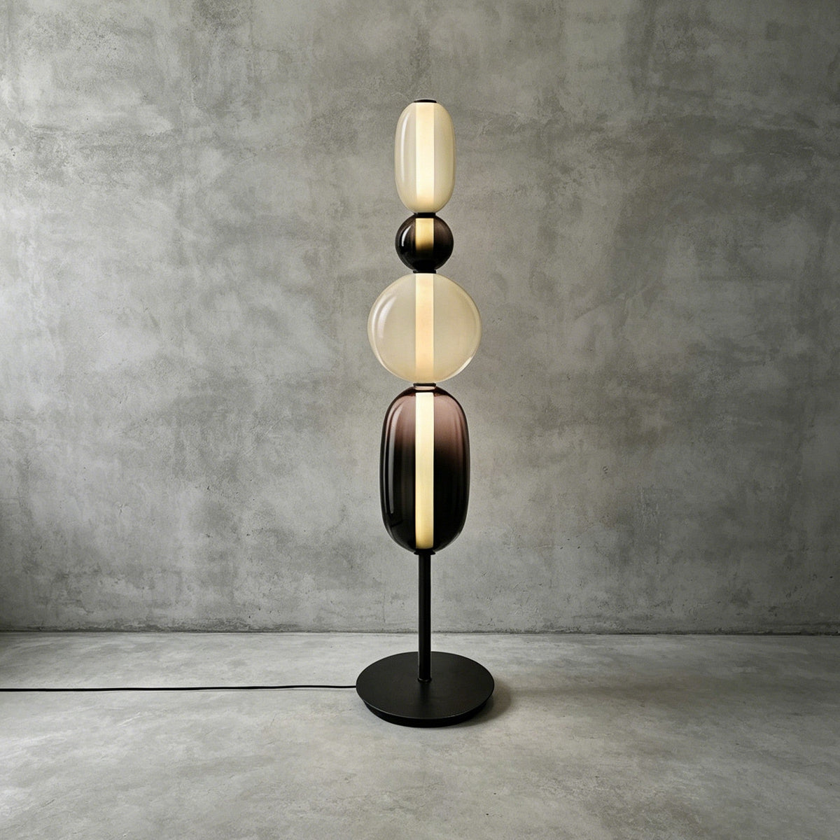 Lámpara de pie de cristal soplado Vitrola – en negro de 130 cm