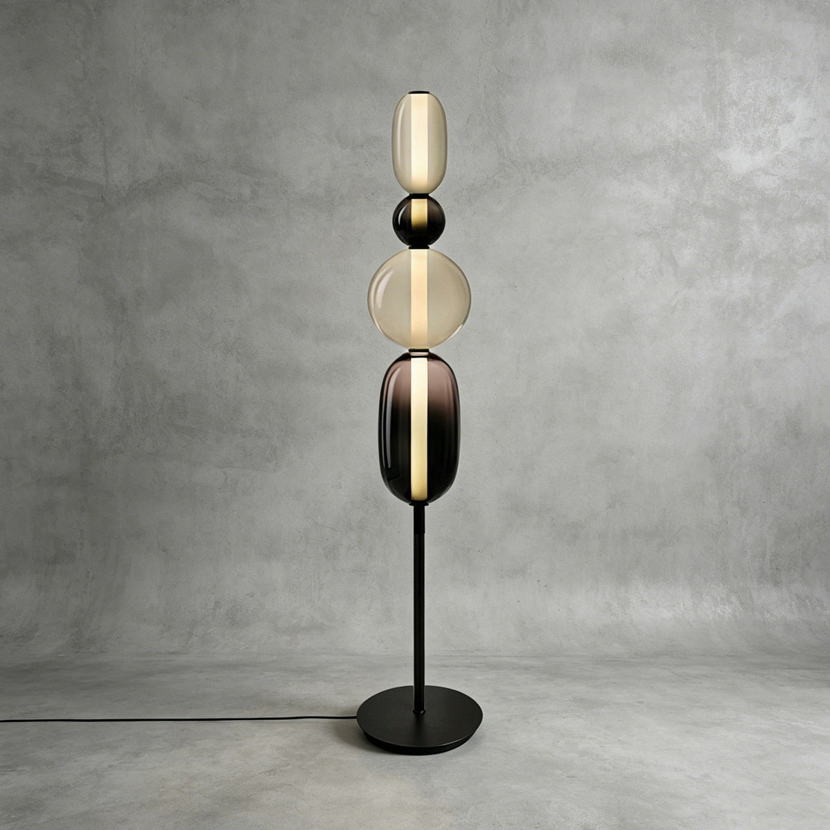 Lámpara de pie de cristal soplado Vitrola – en negro de 160 cm
