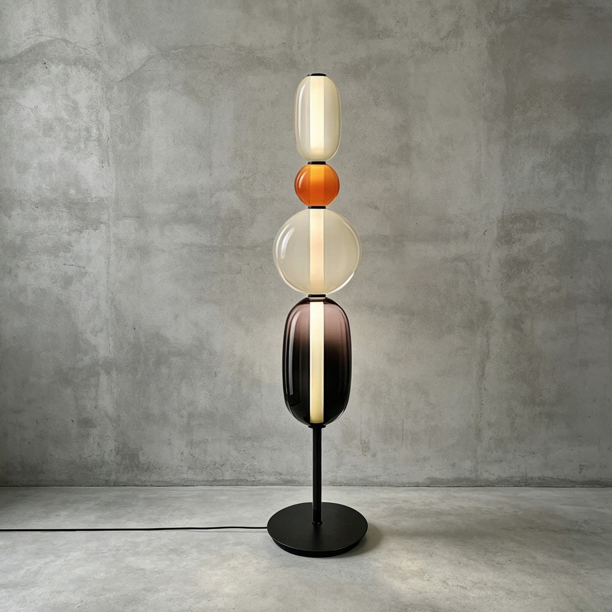 Lámpara de pie de cristal soplado Vitrola – en naranja de 130 cm