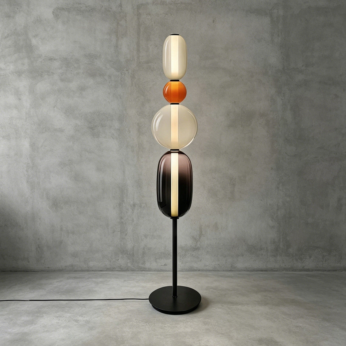 Lámpara de pie de cristal soplado Vitrola – en naranja de 160 cm