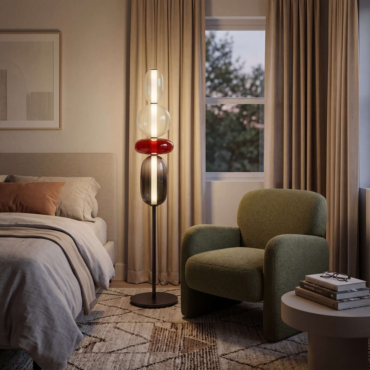 Lámpara de pie de cristal soplado Vitrola en un salón contemporáneo – imagen 16
