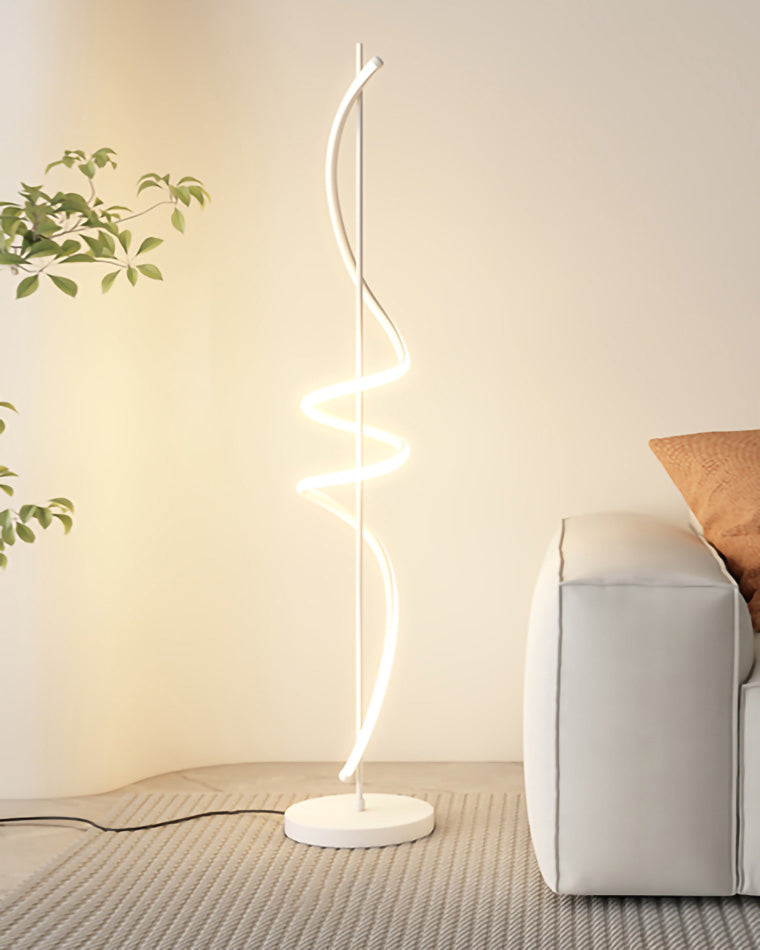 Lámpara de pie LED en espiral Volutela – espiral abierta en blanco