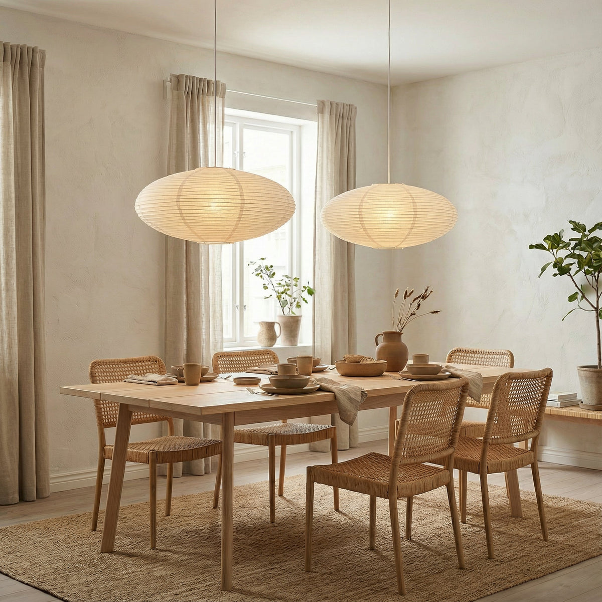 Lámpara colgante de papel Albara en un comedor sereno – imagen 4
