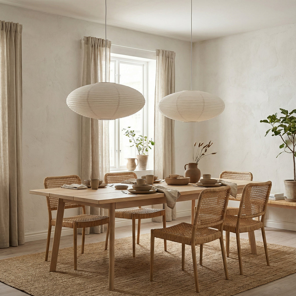 Lámpara colgante de papel Albara en un comedor sereno – imagen 5