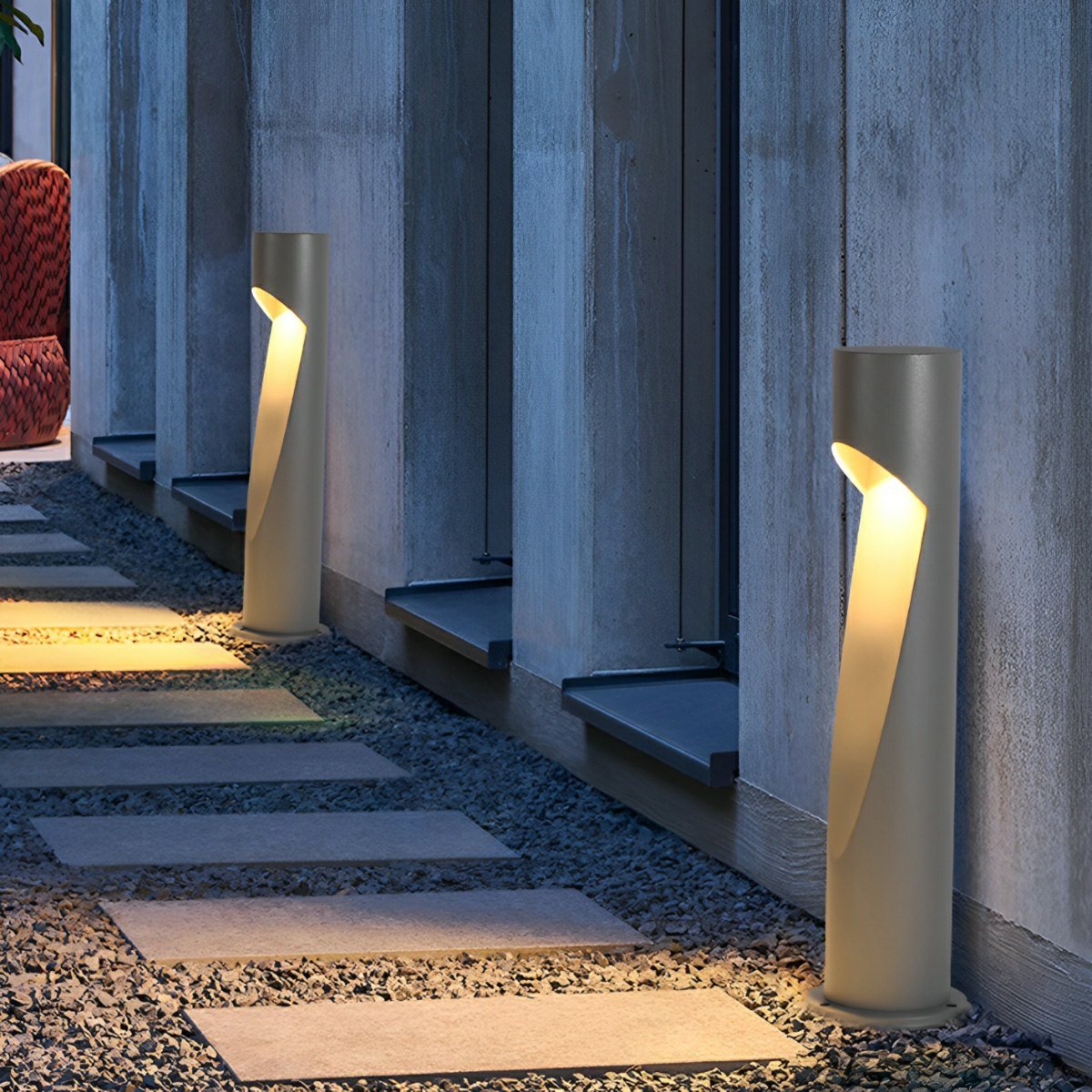 Baliza LED de jardín Osmira – a lo largo de un camino de piedras