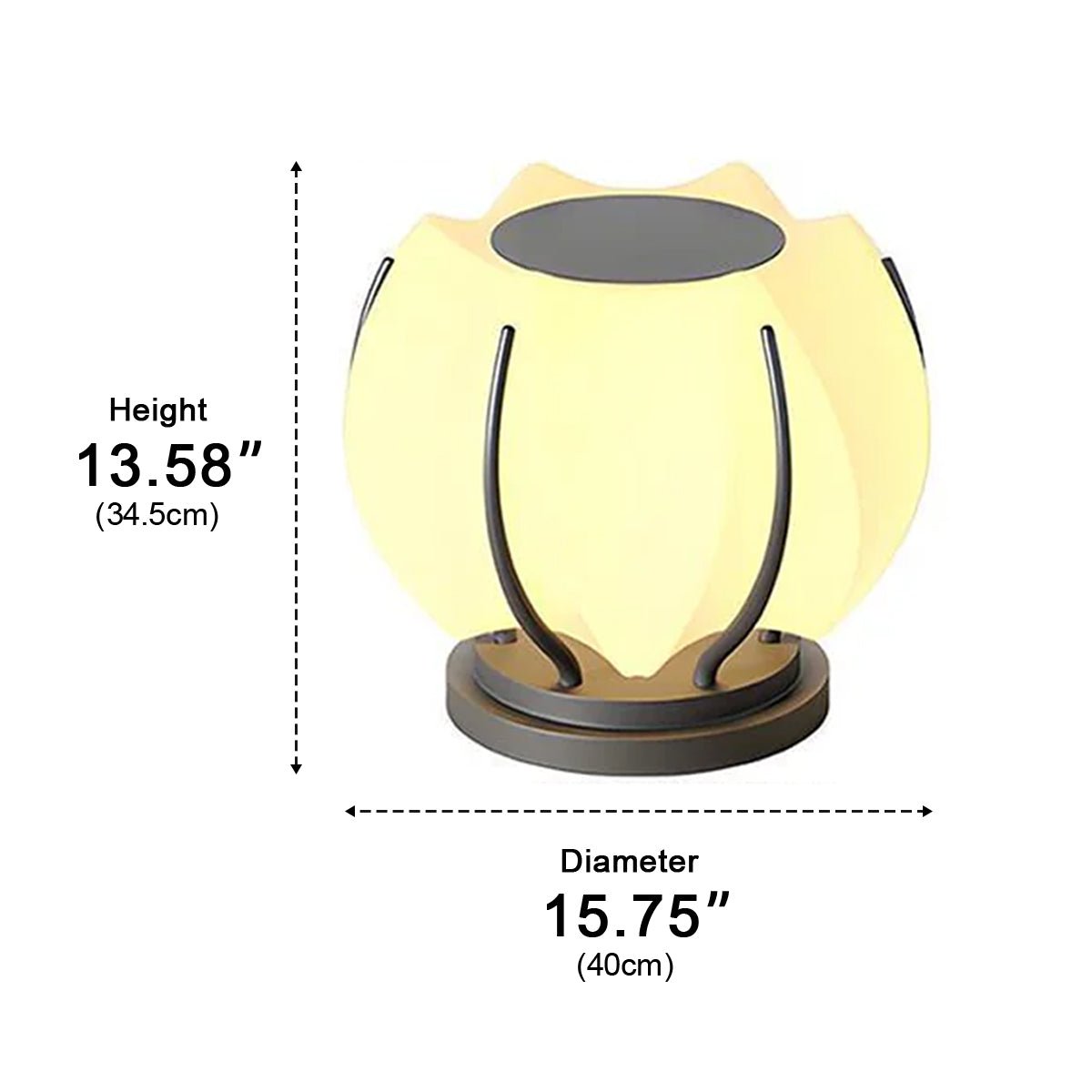 Lámpara de pilar exterior Kolota – medidas Ø 40 cm