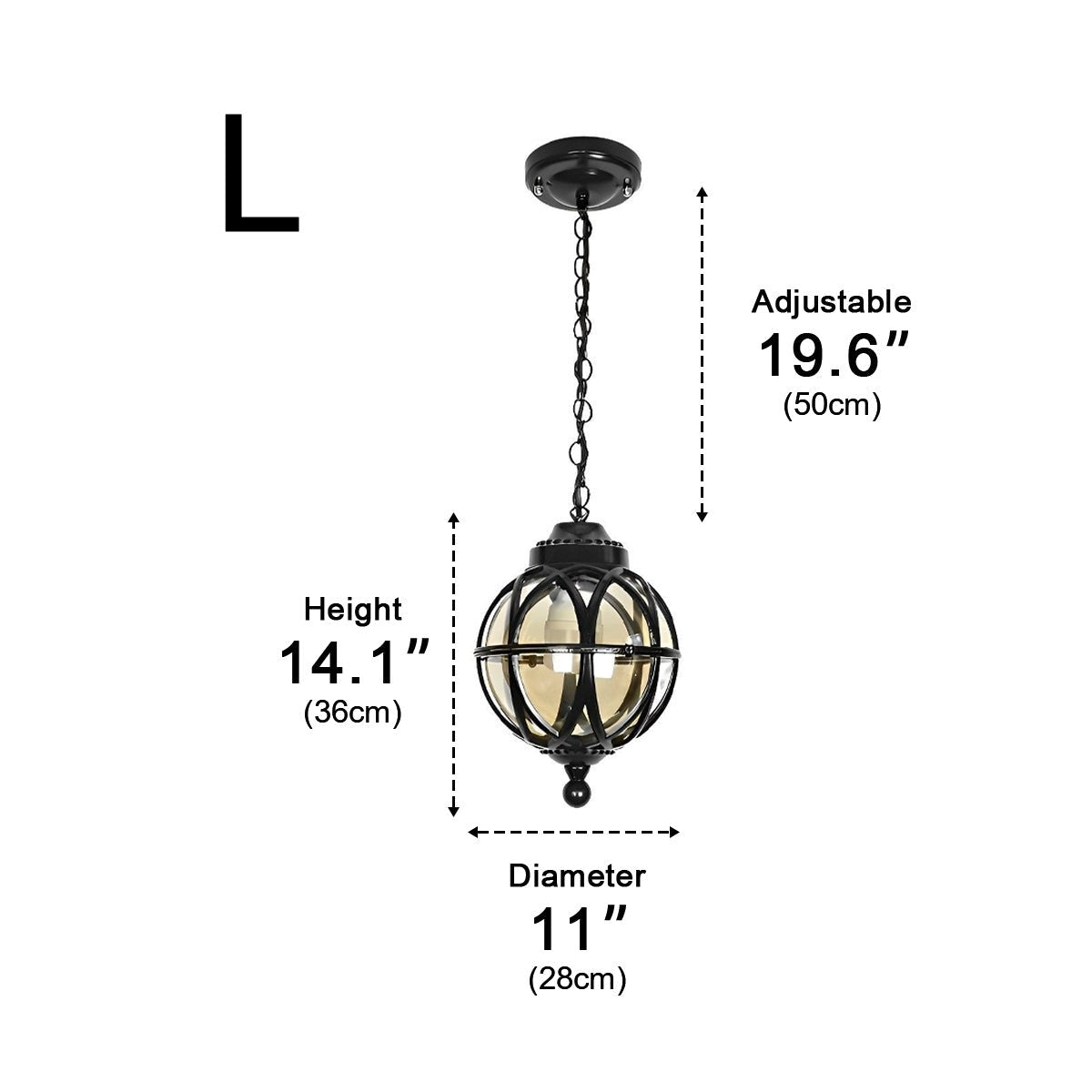 Lámpara colgante de exterior Ibola – medidas del tamaño Ø 28 cm