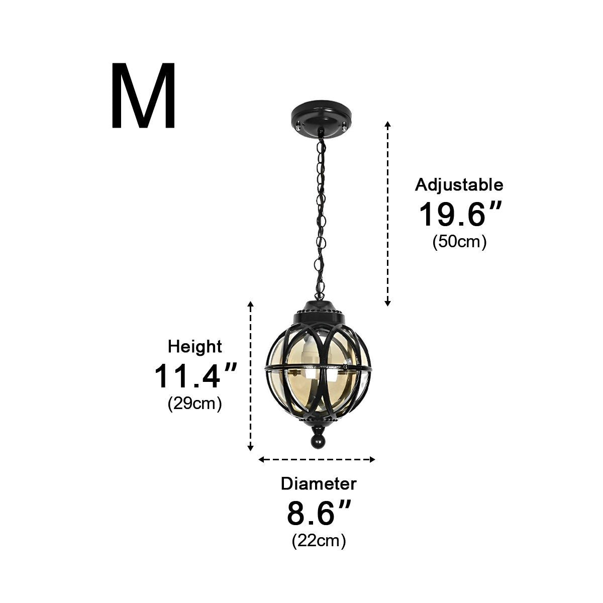 Lámpara colgante de exterior Ibola – medidas del tamaño Ø 22 cm