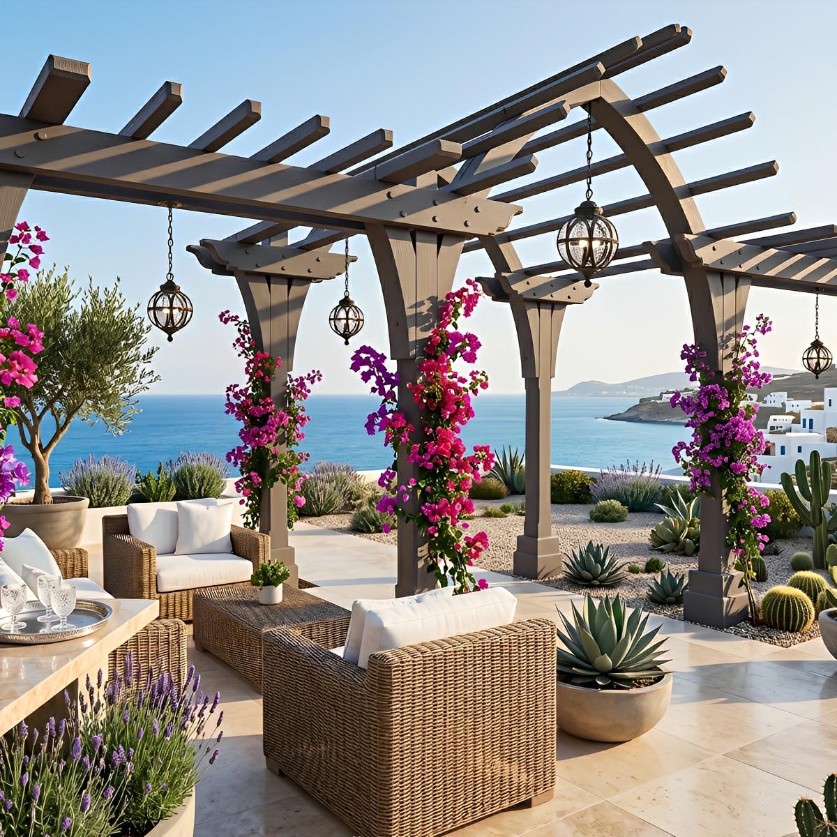 Lámpara colgante de exterior Ibola – en una terraza junto al mar