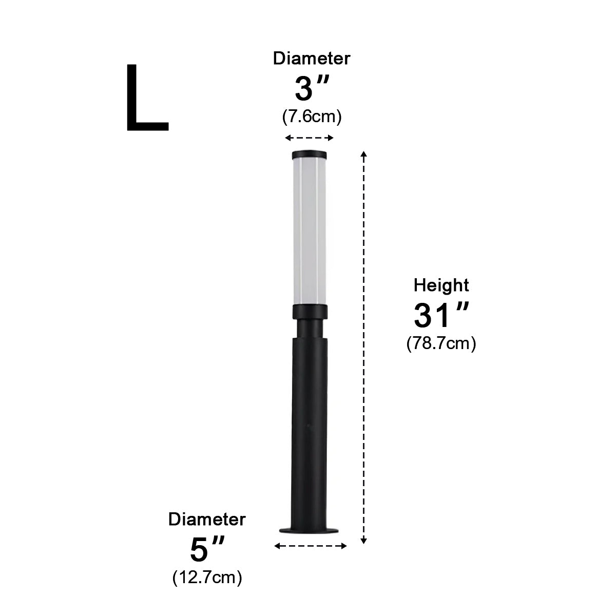 Baliza de jardín LED Nafira – medidas del modelo de 79 cm
