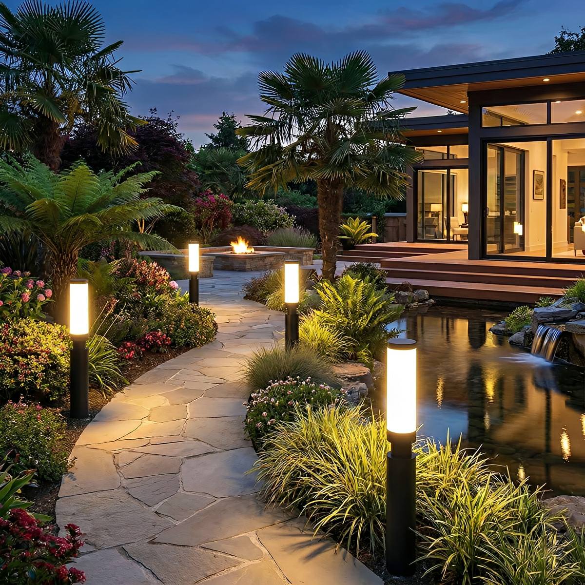 Nafira - Baliza de Jardín LED Cilíndrica de Aluminio con Difusor Acrílico