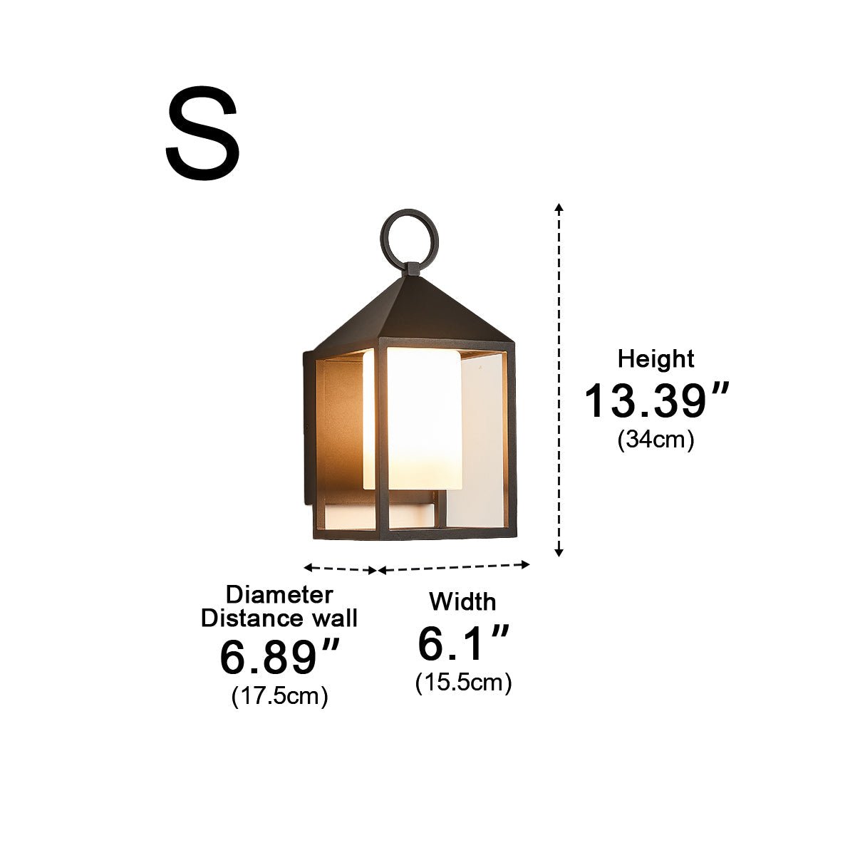Farol de pared exterior Osmera – medidas del tamaño 34 cm