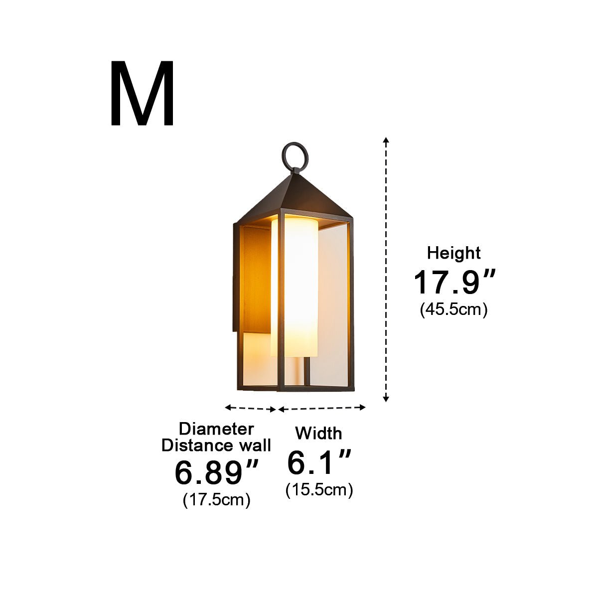 Farol de pared exterior Osmera – medidas del tamaño 45,5 cm