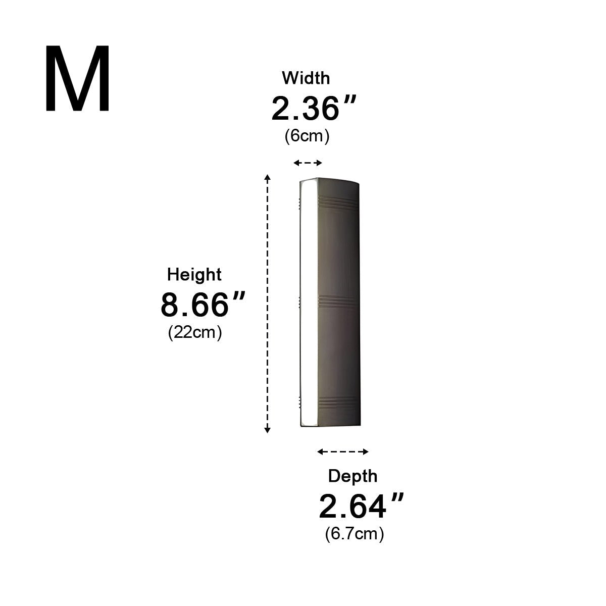 Aplique de pared exterior Oriluz – de 22 cm con medidas