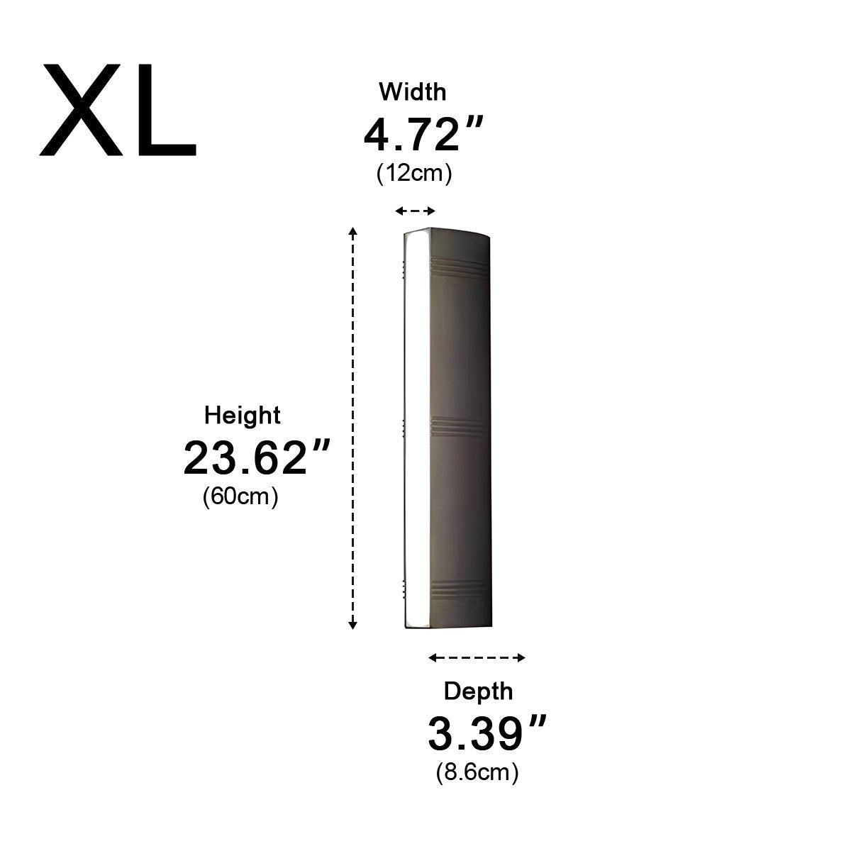 Aplique de pared exterior Oriluz – de 60 cm con medidas