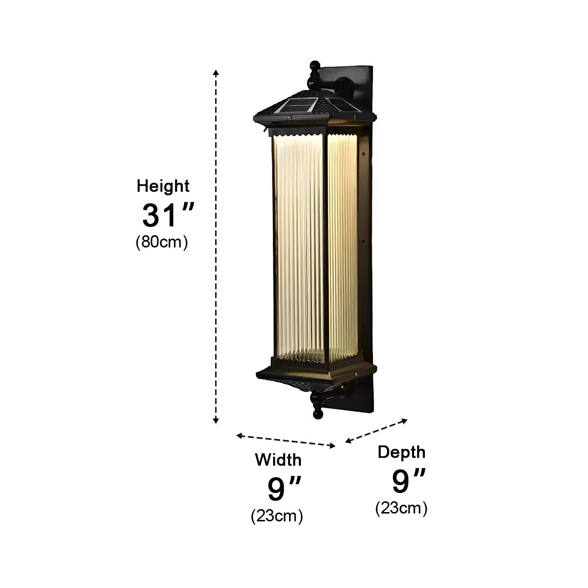 Farol solar de pared exterior Iorena – medidas del tamaño 79 cm