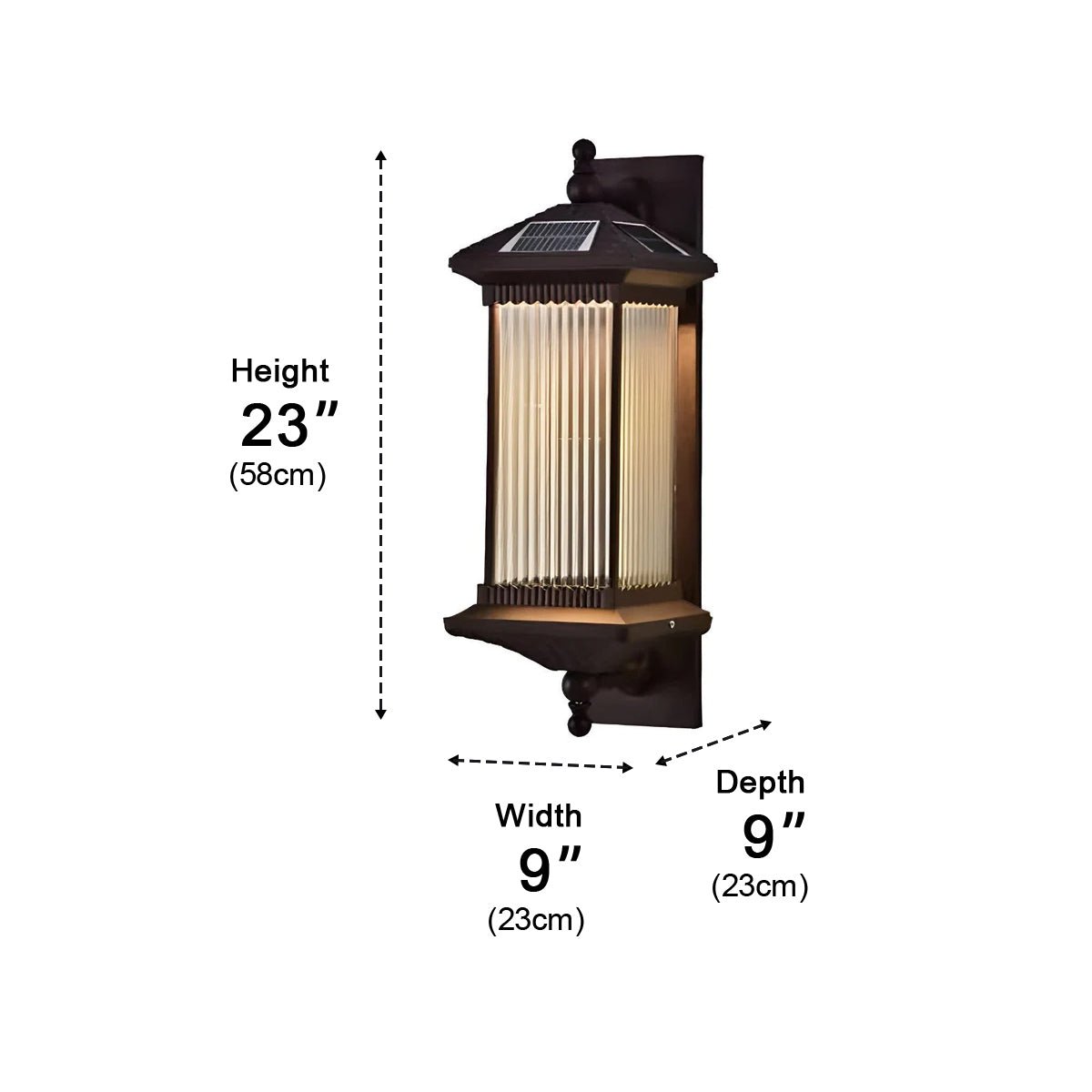 Farol solar de pared exterior Iorena – medidas del tamaño 58 cm