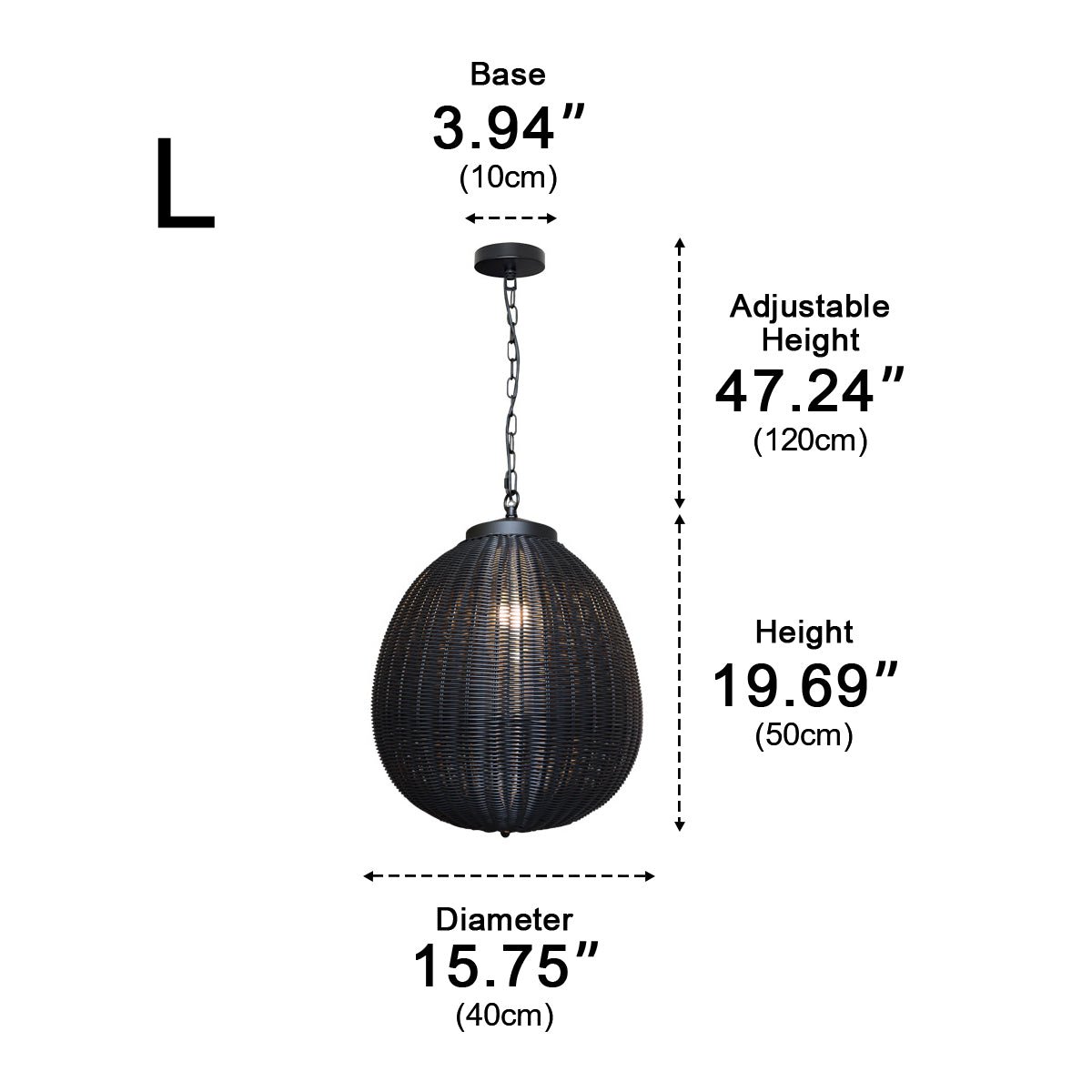 Lámpara colgante de exterior Olvina – medidas del tamaño 50 cm