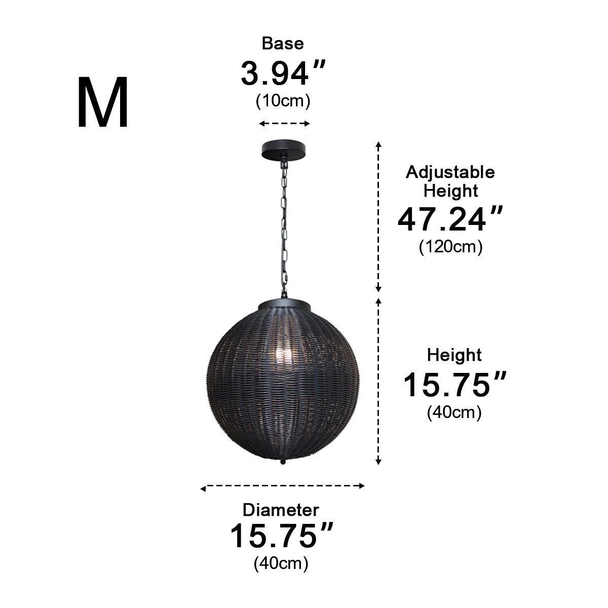 Lámpara colgante de exterior Olvina – medidas del tamaño 40 cm