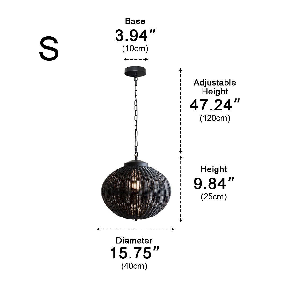 Lámpara colgante de exterior Olvina – medidas del tamaño 25 cm