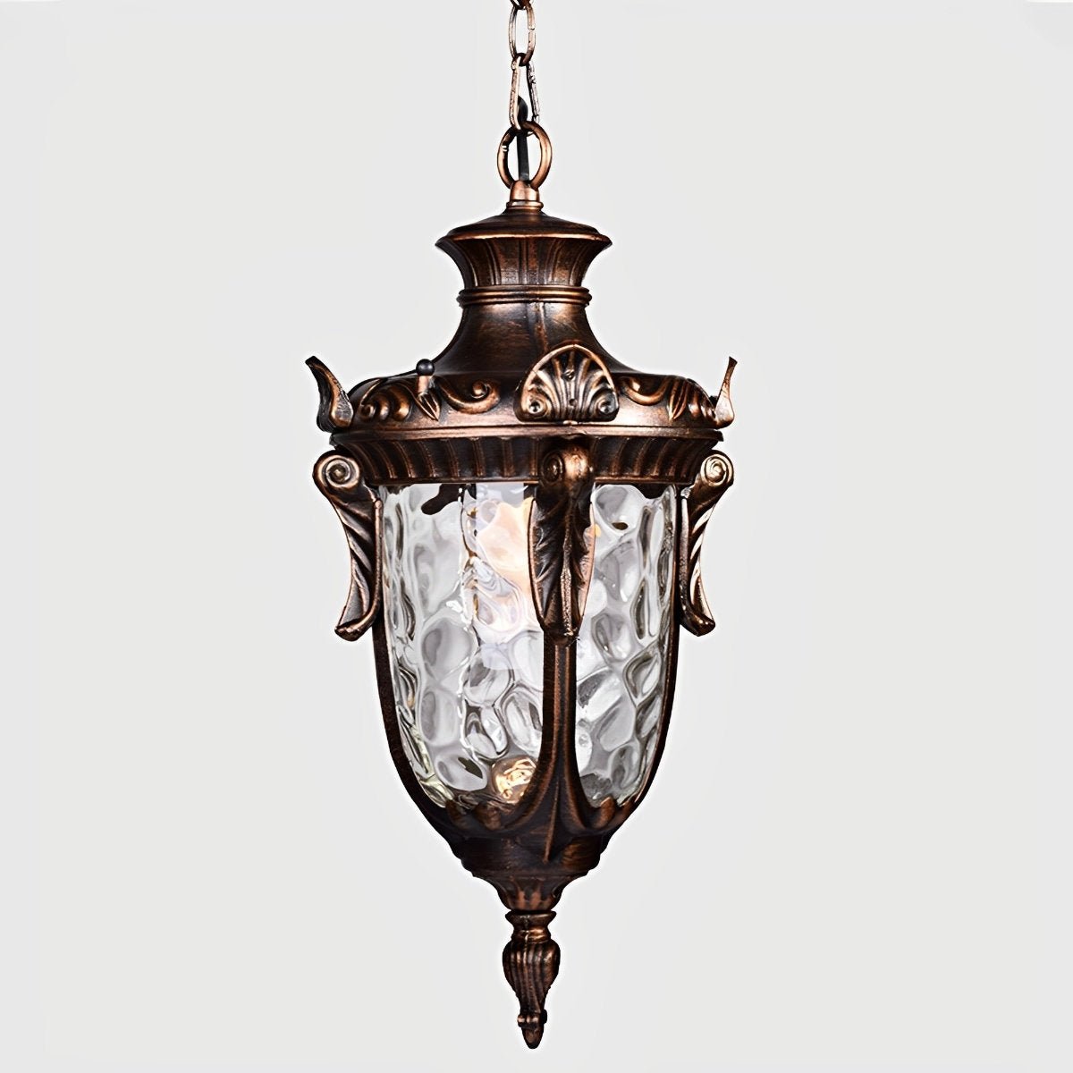 Farol colgante de exterior Ifalo – en bronce sobre fondo claro