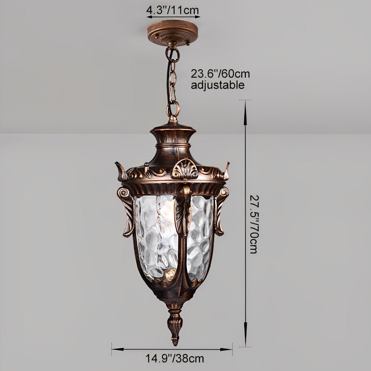 Farol colgante de exterior Ifalo – medidas del tamaño grande