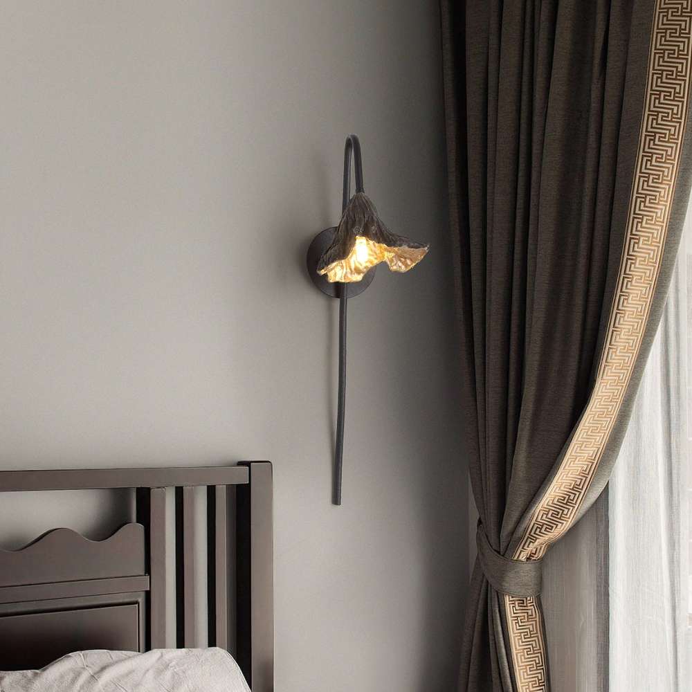 Aplique de pared hoja de loto Milora – hoja colgante junto a la cama