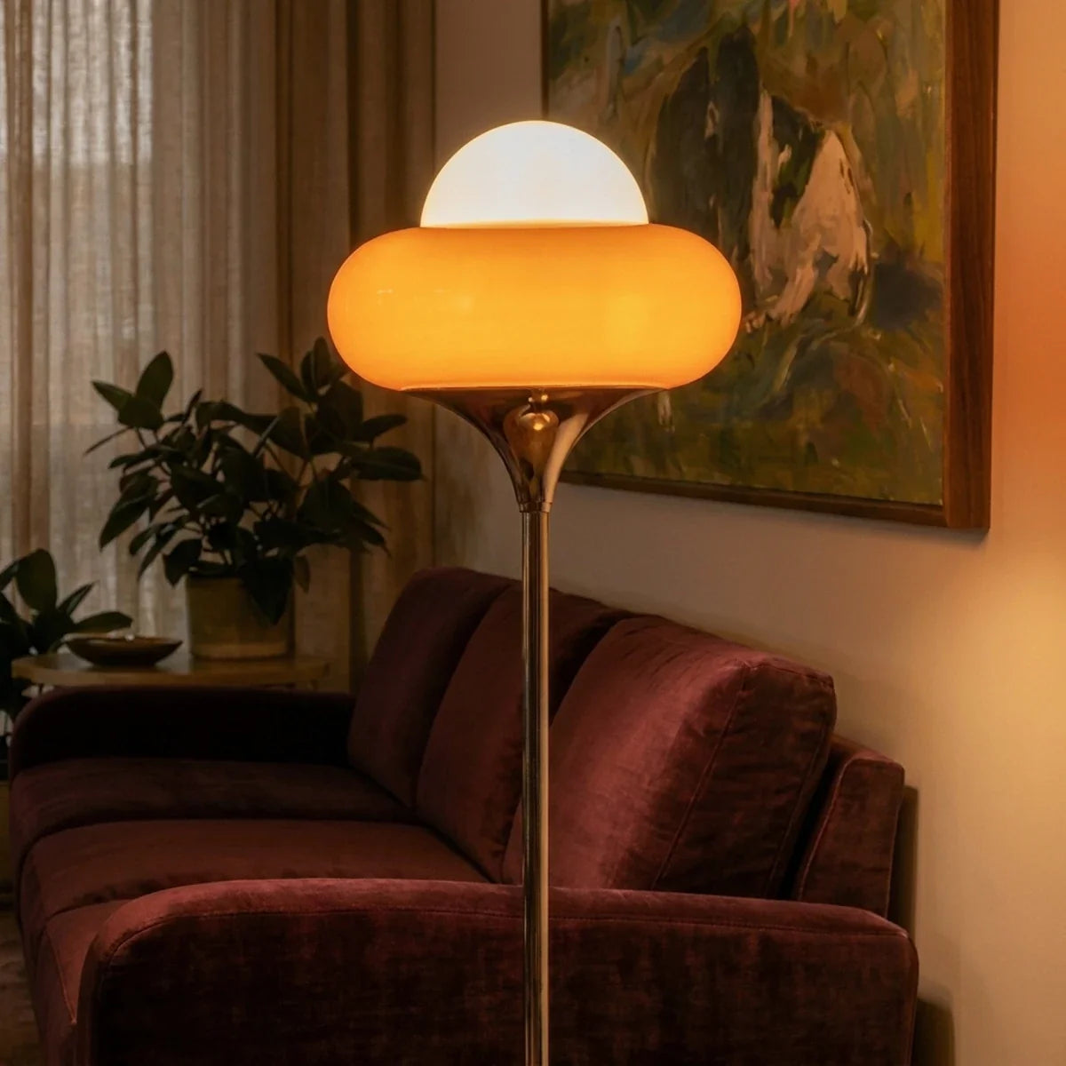 Lámpara de pie retro Yemara en un salón de estilo vintage – imagen 12