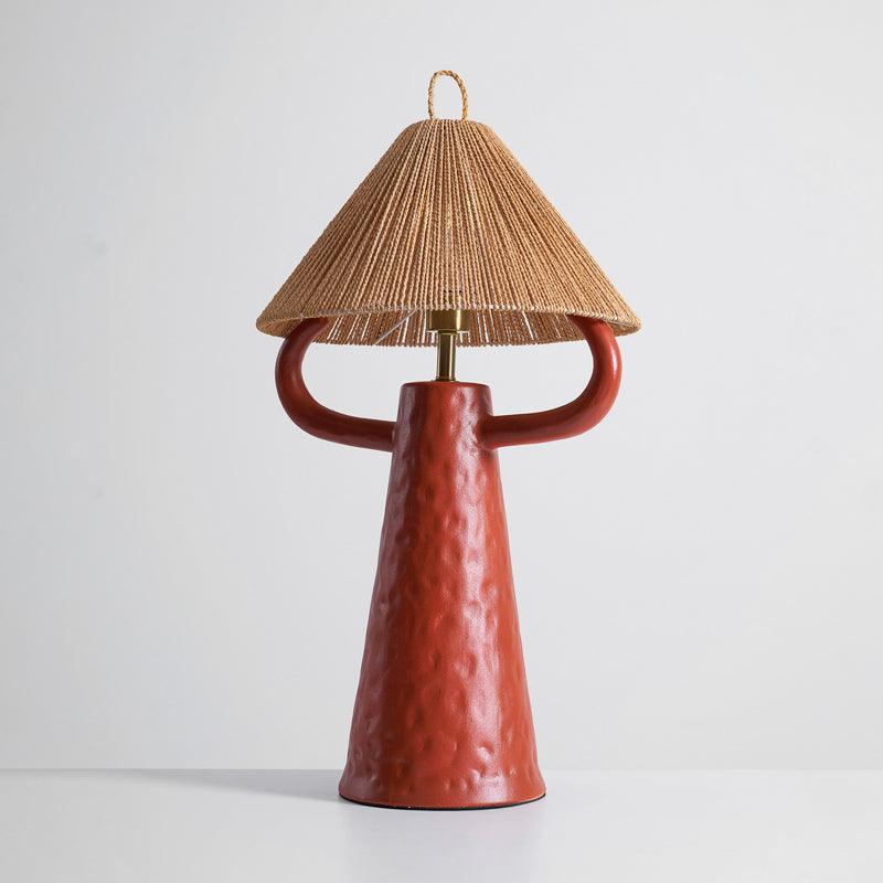 Lámpara de mesa de cerámica Yutela – con cuerpo de cerámica terracota