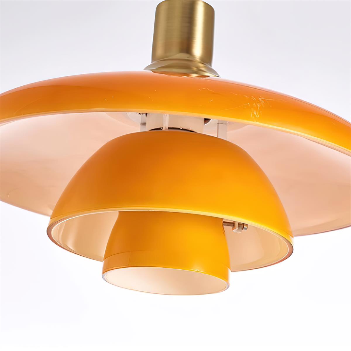 Lámpara de pie orientable Zafrana – pantalla de cristal en capas vista desde abajo