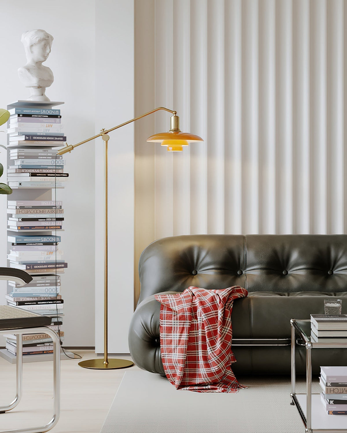 Lámpara de pie orientable Zafrana en un salón moderno – imagen 6