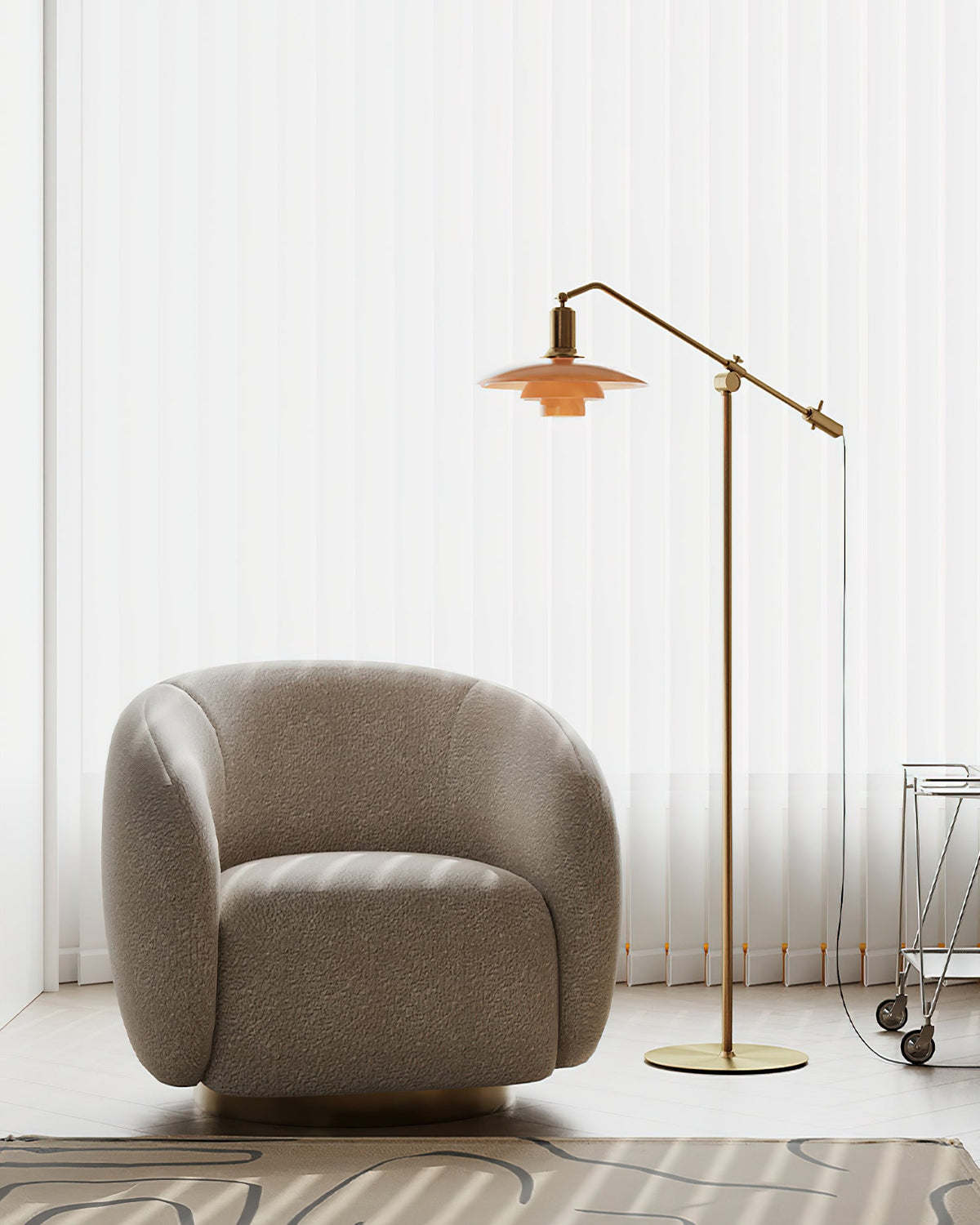 Lámpara de pie orientable Zafrana en un salón moderno – imagen 12
