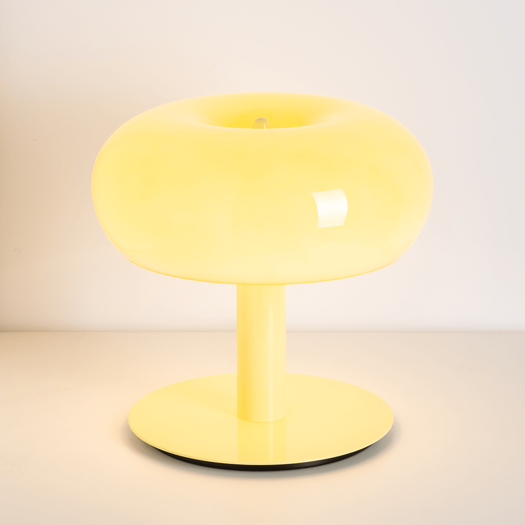 Lámpara de mesa seta de cristal Maluna – amarillo pastel