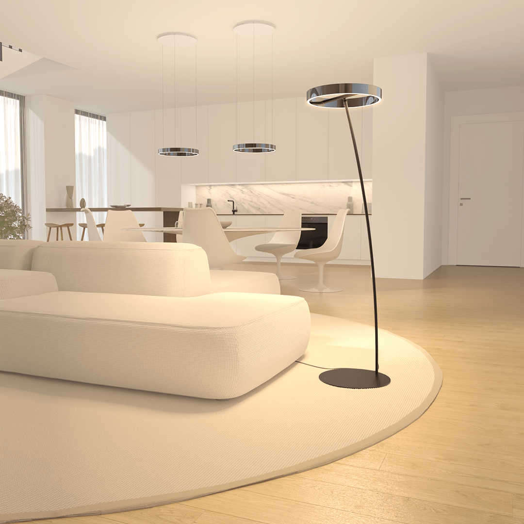 Lámpara de pie LED Rotela en un salón moderno – imagen 21