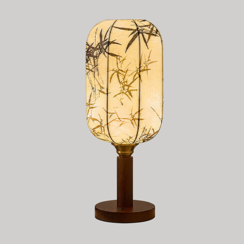 Zenaya - Lámpara de Mesa Farol Japandi con Pantalla de Bambú y Madera
